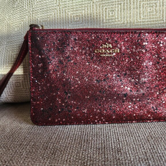 Coach Oxblood  Star Glitter F22705 small wristlet and 90's INC leather clutch - Picture 7 of 14